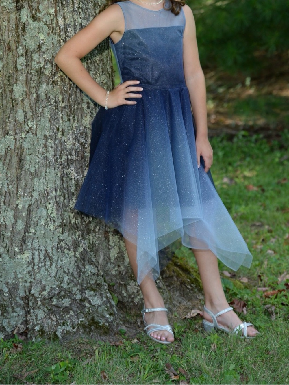 Zoe Ltd Blue Ombre Sparkle Tulle High Low Dress Neiman Marcus Size 12